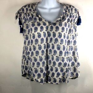 By Anthropologie purple and blue floral boho blouse size small